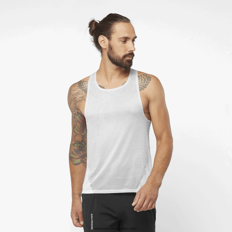 Men's Tank - Sense Aero Salomon White/Oyster Mushroom X6B4FZ1194