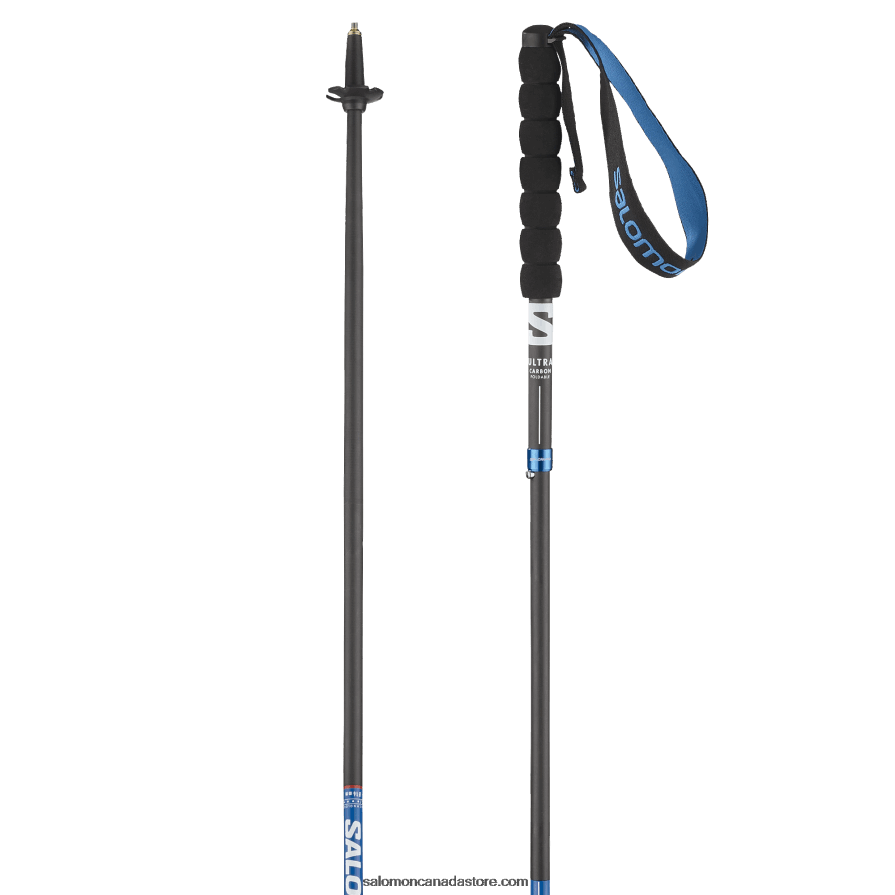 Women's Trail Running Hiking Poles - Ultra Carbon Foldable Salomon Blue X6B4FZ995