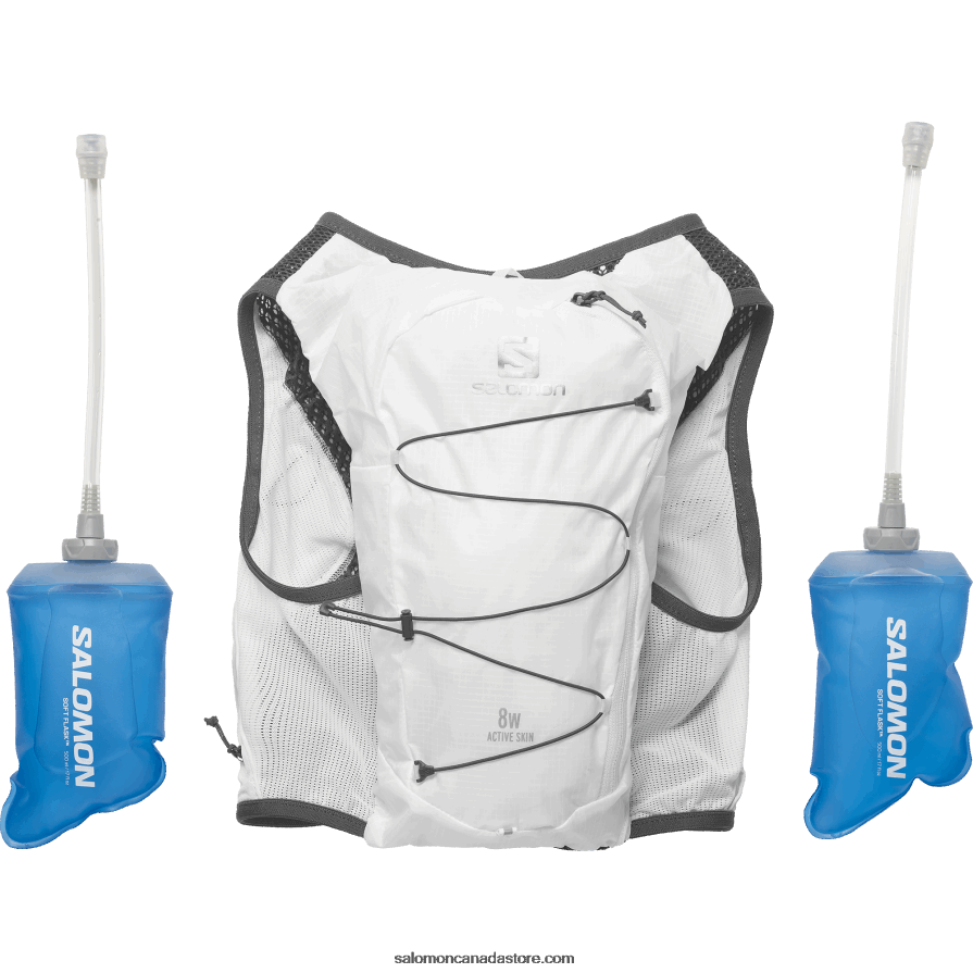 Women\'s Running Vest with flasks included - Active Skin 8 Salomon White/Ebony X6B4FZ982