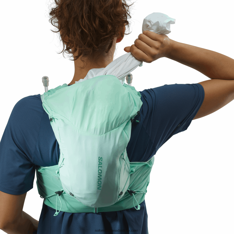 Women\'s Running Vest with flasks included - Adv Skin 12 Salomon Beach Glass/Ebony/Pool Blue X6B4FZ965