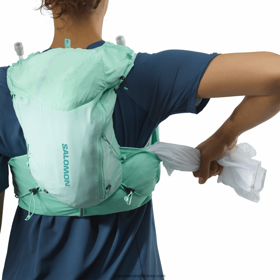 Women\'s Running Vest with flasks included - Adv Skin 12 Salomon Beach Glass/Ebony/Pool Blue X6B4FZ965