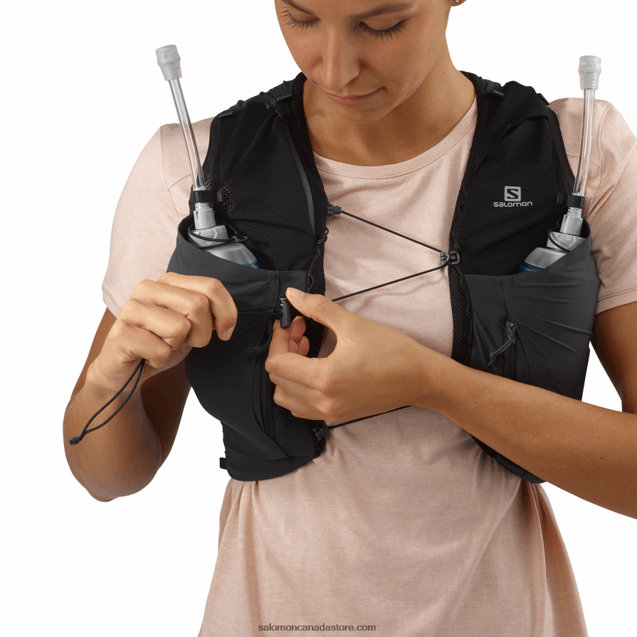 Women\'s Running Vest with flasks included - Sense Pro 10 Salomon Black/Ebony X6B4FZ979