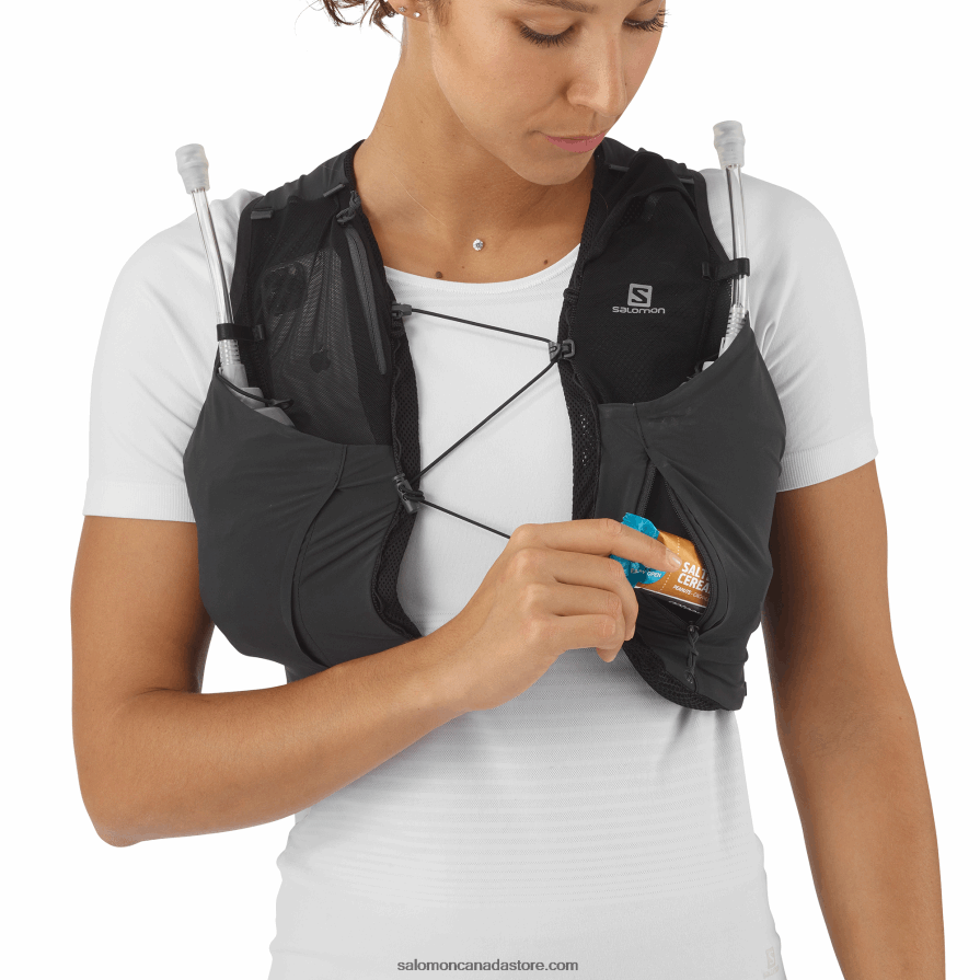 Women\'s Running Vest with flasks included - Sense Pro 5 Salomon Black/Ebony X6B4FZ976