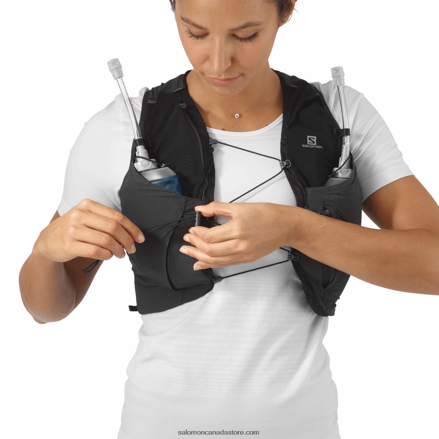 Women\'s Running Vest with flasks included - Sense Pro 5 Salomon Black/Ebony X6B4FZ976
