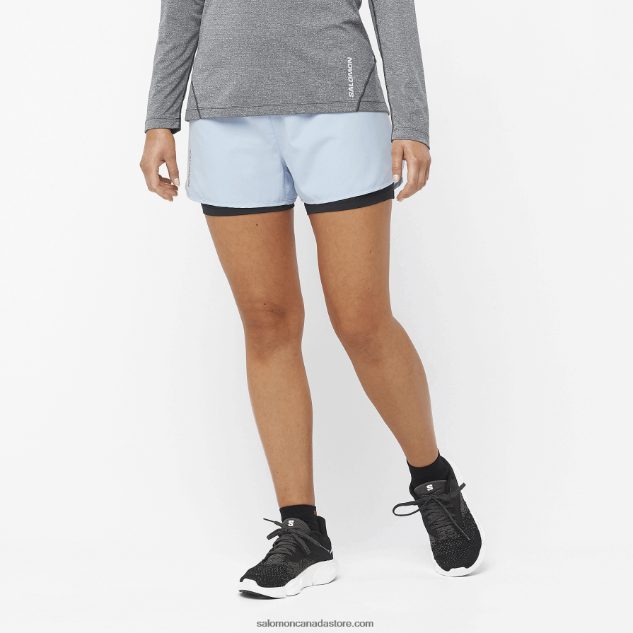 Women's Shorts - Cross 2In1 Salomon Chambray Blue X6B4FZ953