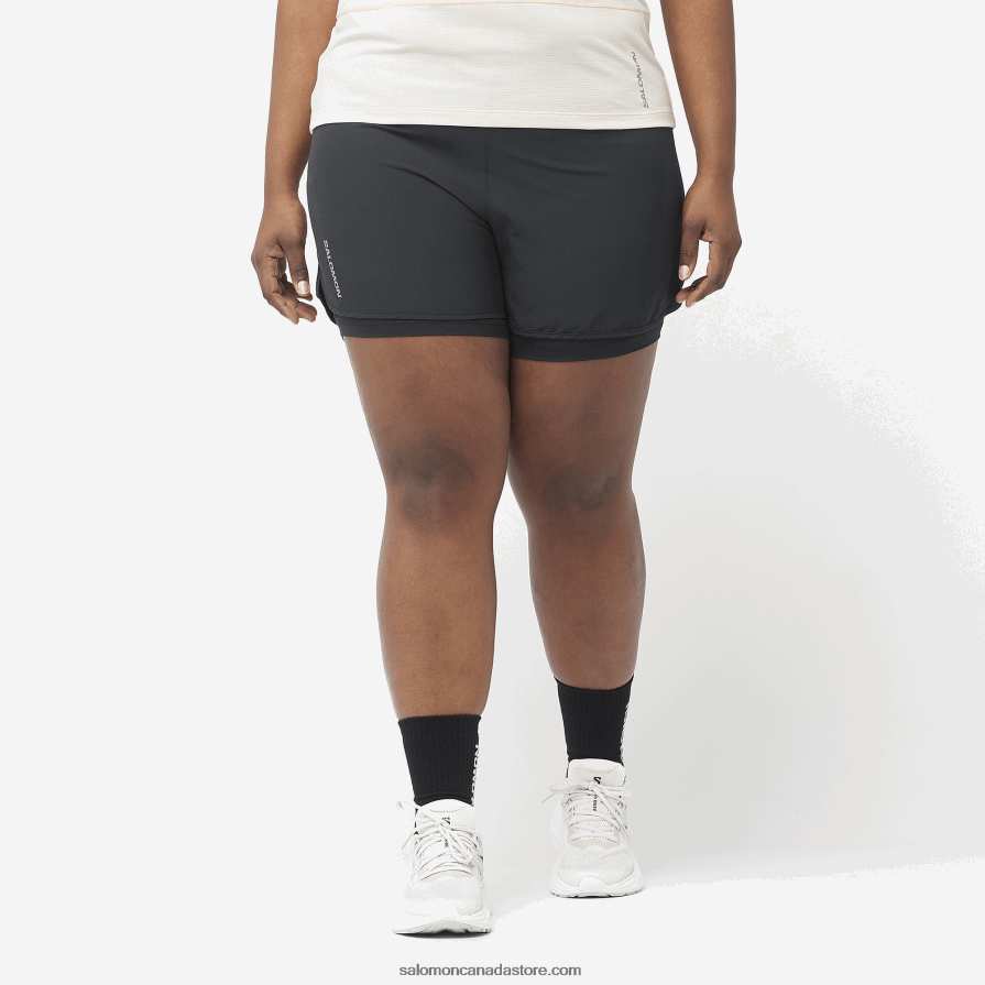 Women's Shorts - Cross 2In1 Salomon Deep Black X6B4FZ955