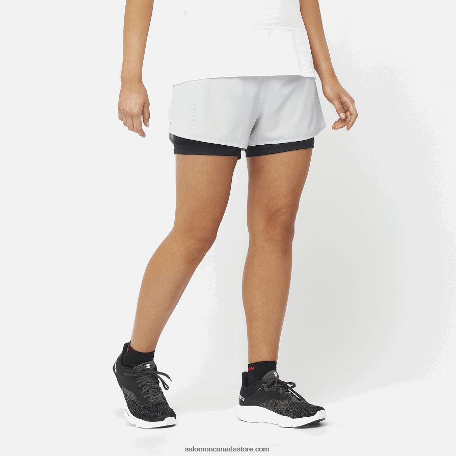 Women's Shorts - Cross 2In1 Salomon Oyster Mushroom X6B4FZ954