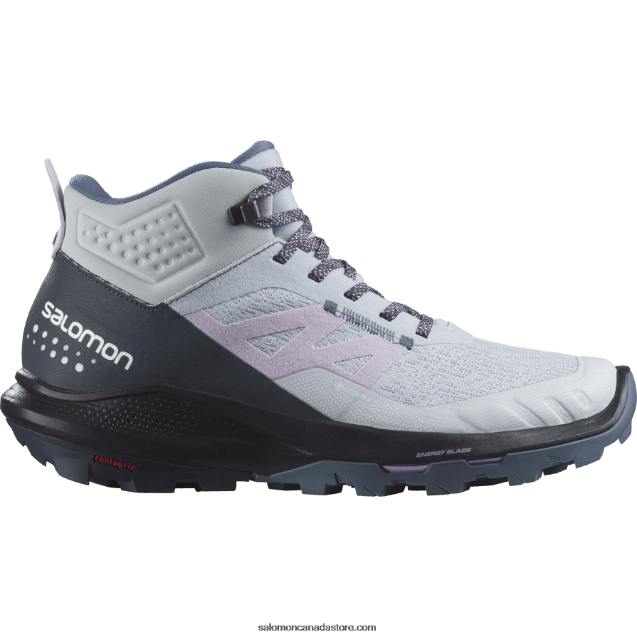 Women's Hiking Boots - Outpulse Mid Gore-Tex Salomon Arctic Ice/India Ink/Orchid Bloom X6B4FZ1114
