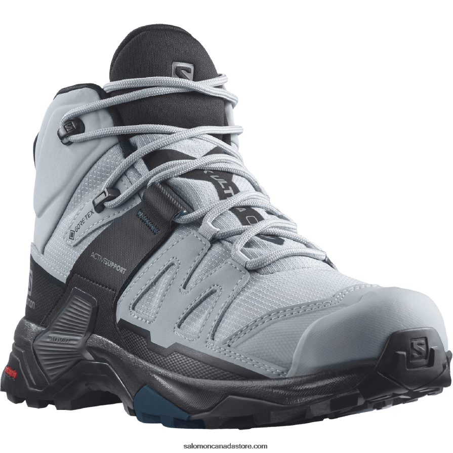 Women\'s Hiking Boots - X Ultra 4 Mid Wide Gore-Tex Salomon Quarry/Black/Legion Blue X6B4FZ1141