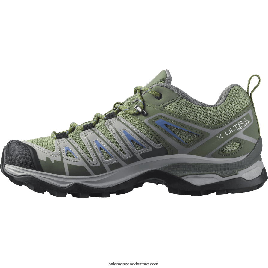 Women\'s Hiking Shoes - X Ultra Pioneer Aero Salomon Oil Green/Castor Gray/Amparo Blue X6B4FZ1121