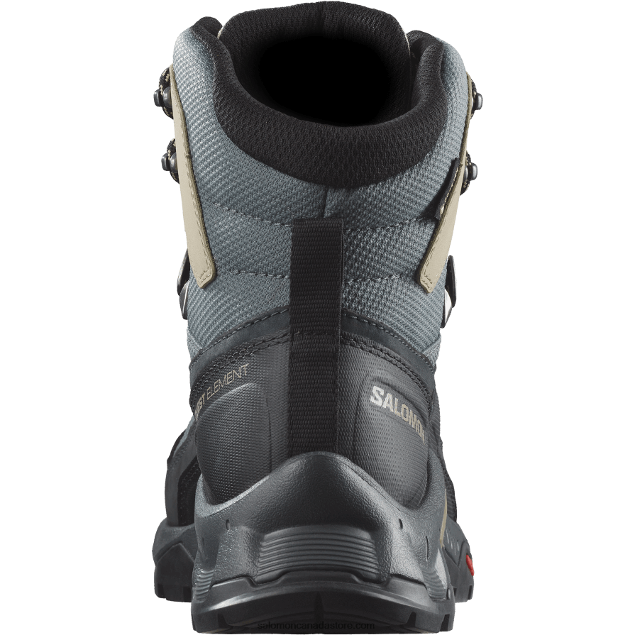 Women\'s Leather Hiking Boots - Quest Element Gore-Tex Salomon Ebony/Rainy Day/Stormy Weather X6B4FZ1136