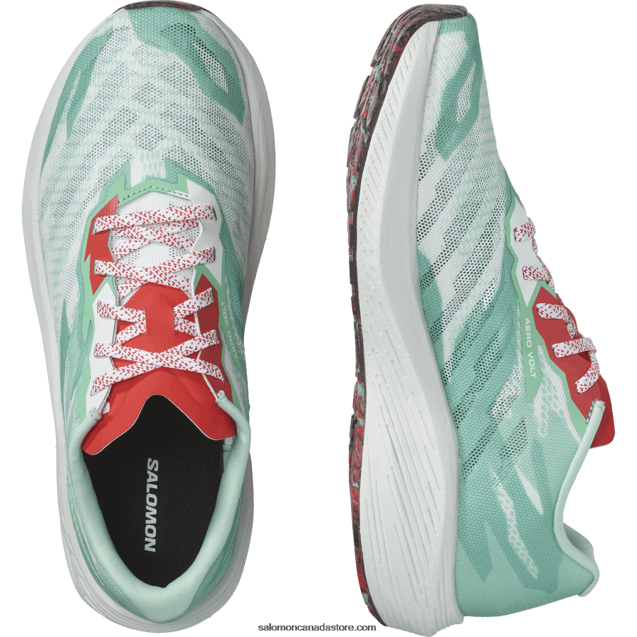 Women\'s Running Shoes - Aero Volt Salomon Yucca/White/Poppy Red X6B4FZ752