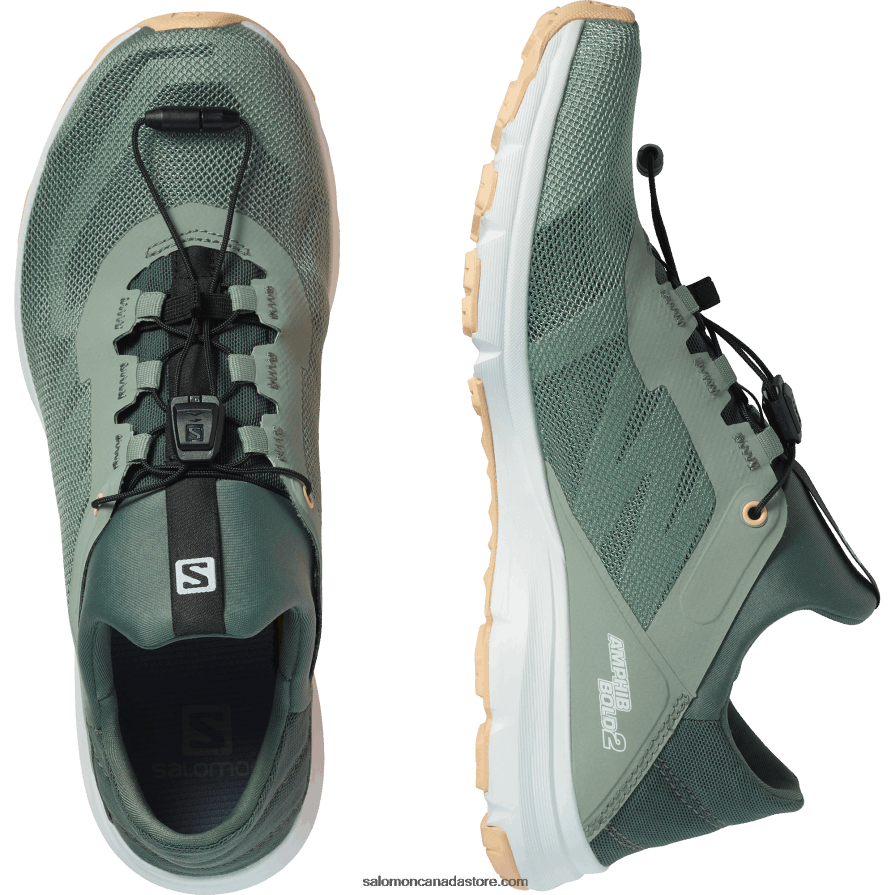 Women\'s Sandals - Amphib Bold 2 Salomon Green Milieu/Balsam Green/Almond Cream X6B4FZ791