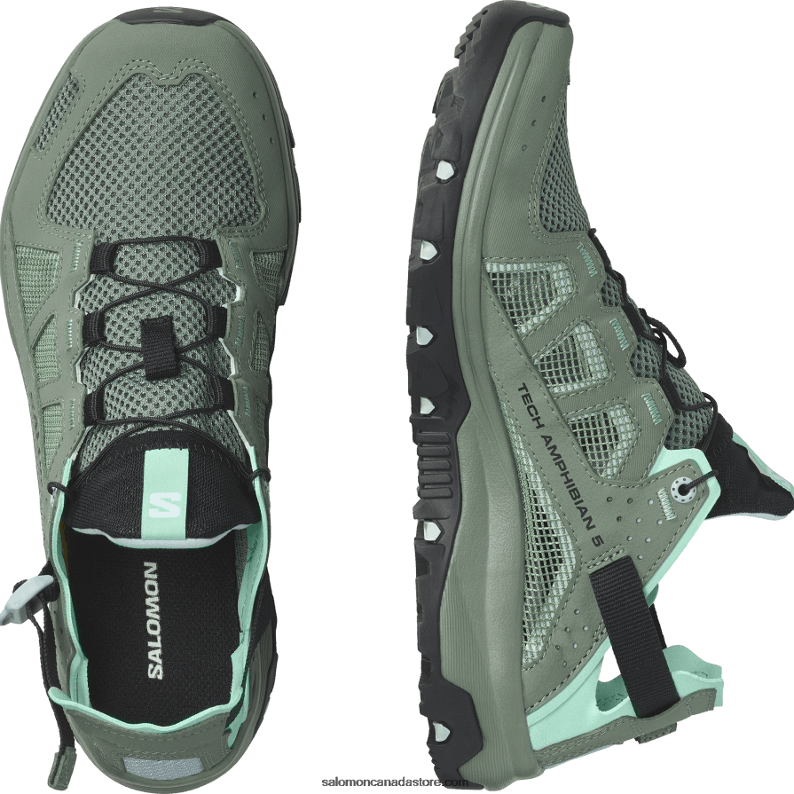 Women\'s Water Shoes - Techamphibian 5 Salomon Laurel Wreath/Arctic Ice/Marine Blue X6B4FZ787