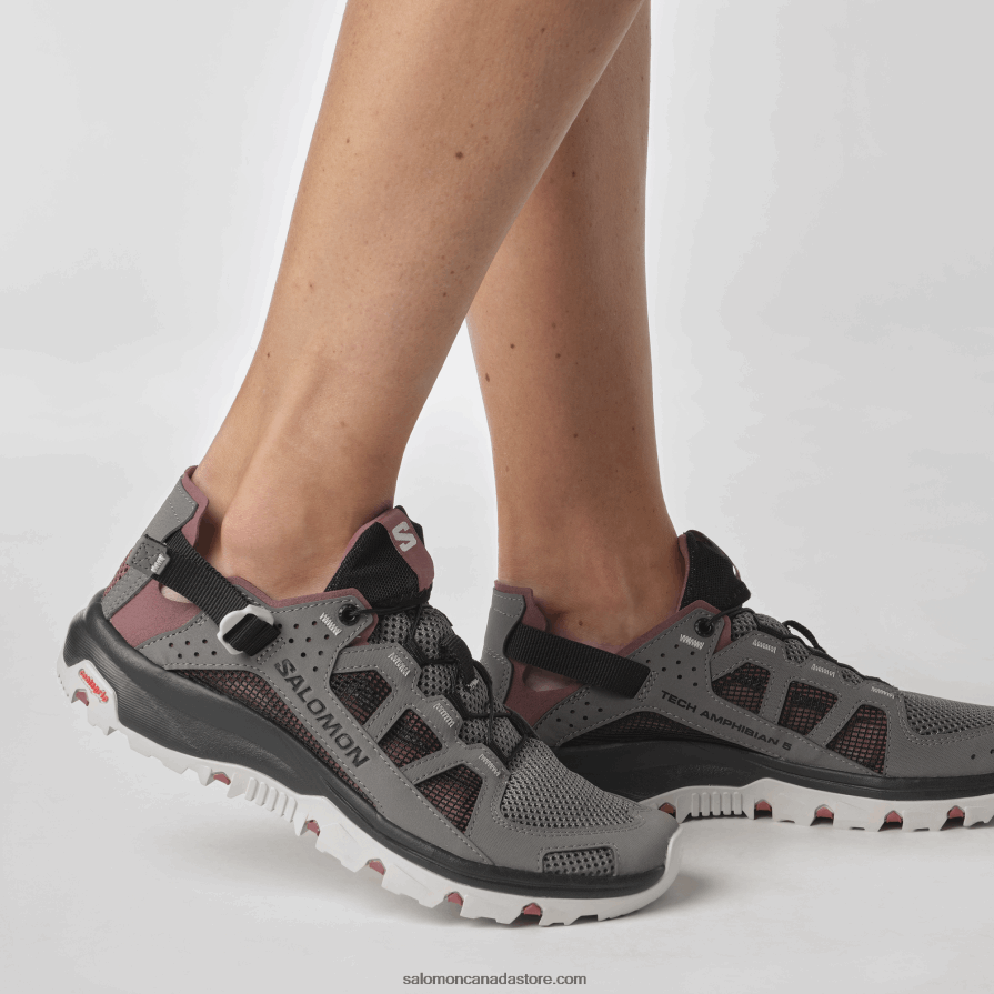 Women\'s Water Shoes - Techamphibian 5 Salomon Pewter/Black/Wild Ginger X6B4FZ788