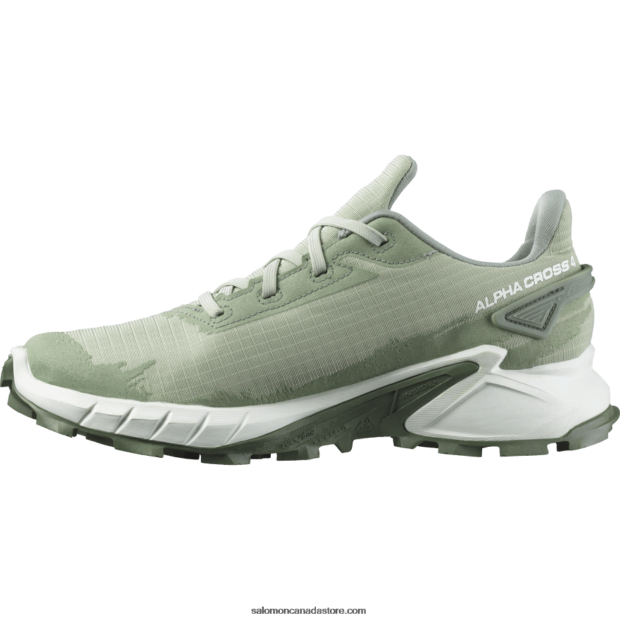 Women\'s Running Shoes - Alphacross 4 Gore-Tex Salomon Desert Sage/White/Laurel Wreath X6B4FZ1531