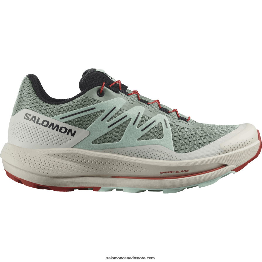 Women's Trail Running Shoes - Pulsar Trail Salomon Lily Pad/Bleached Aqua/Hot Sauce X6B4FZ1514