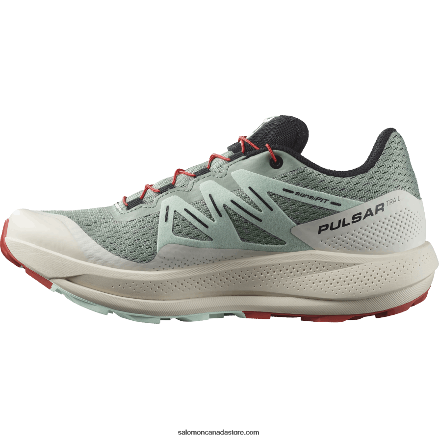 Women\'s Trail Running Shoes - Pulsar Trail Salomon Lily Pad/Bleached Aqua/Hot Sauce X6B4FZ1514