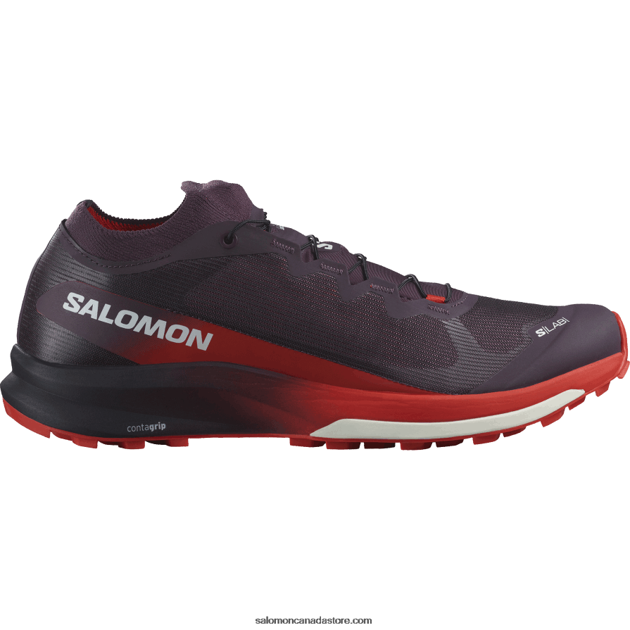 Women's Trail Running Shoes - S/Lab Ultra 3 Salomon Plum Perfect/Fiery Red/White X6B4FZ1508