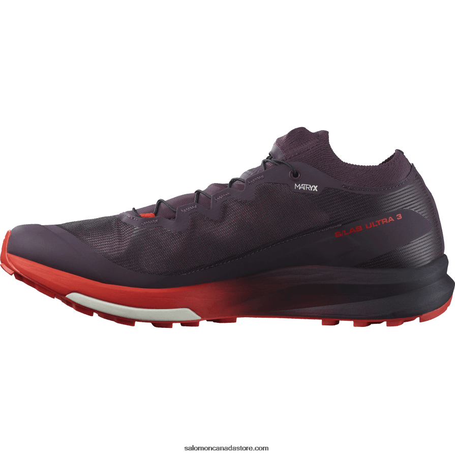 Women\'s Trail Running Shoes - S/Lab Ultra 3 Salomon Plum Perfect/Fiery Red/White X6B4FZ1508