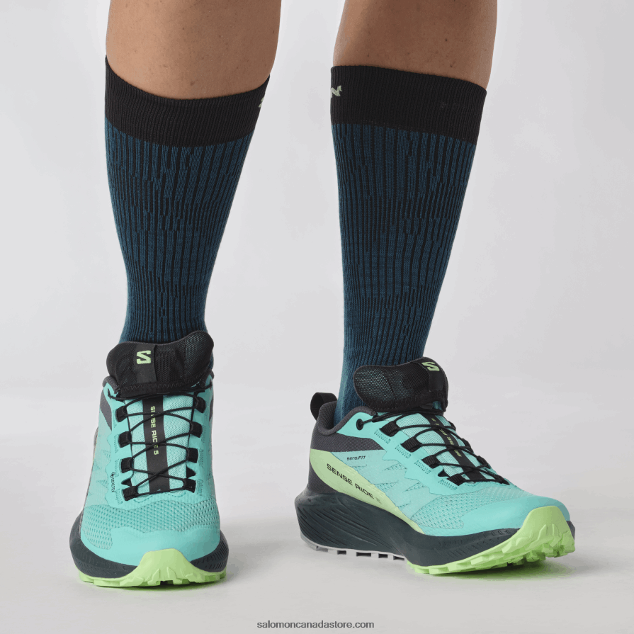 Women\'s Trail Running Shoes - Sense Ride 5 Gore-Tex Salomon Blue Radiance/Green Ash/India Ink X6B4FZ1528