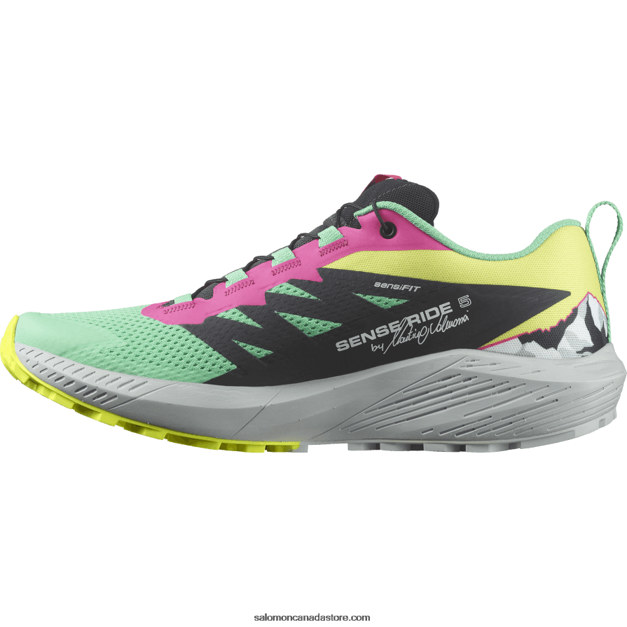 Women\'s Trail Running Shoes - Sense Ride 5 Martina Ltd Salomon Biscay Green/Phantom/Pink Glo X6B4FZ1502