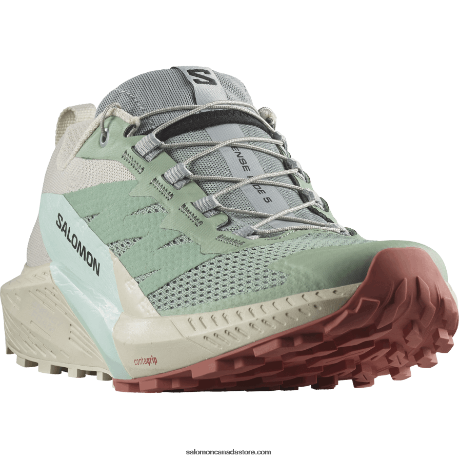 Women\'s Trail Running Shoes - Sense Ride 5 Salomon Lily Pad/Rainy Day/Bleached Aqua X6B4FZ1496