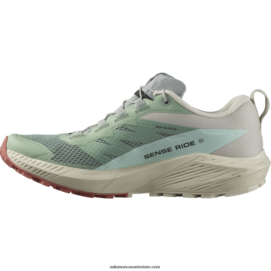 Women\'s Trail Running Shoes - Sense Ride 5 Salomon Lily Pad/Rainy Day/Bleached Aqua X6B4FZ1496