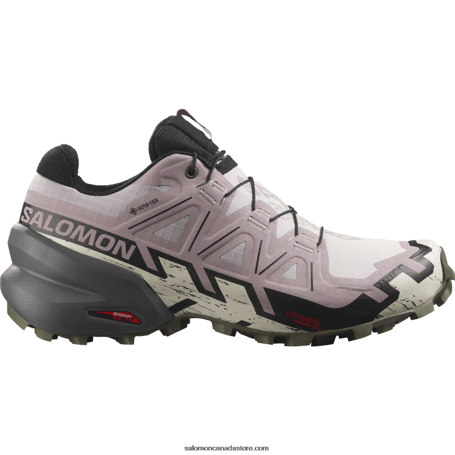 Women's Trail Running Shoes - Speedcross 6 Gore-Tex Salomon Ashes Of Roses/Black/Olive Night X6B4FZ1515