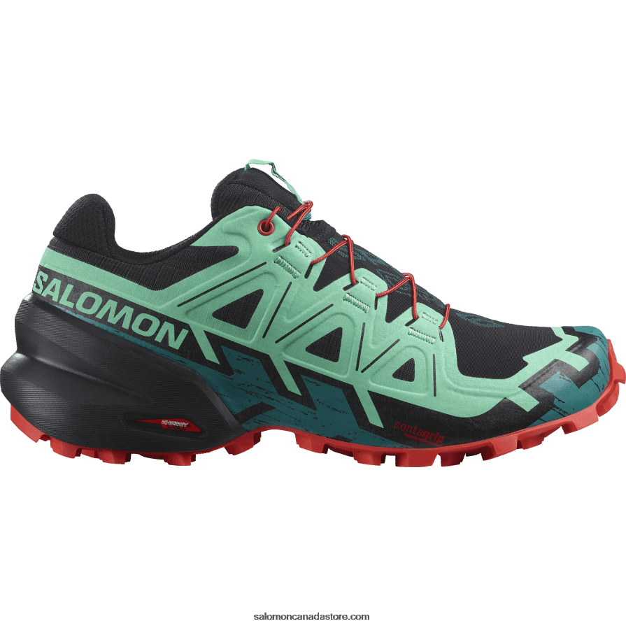 Women's Trail Running Shoes - Speedcross 6 Salomon Black/Biscay Green/Fiery Red X6B4FZ1503