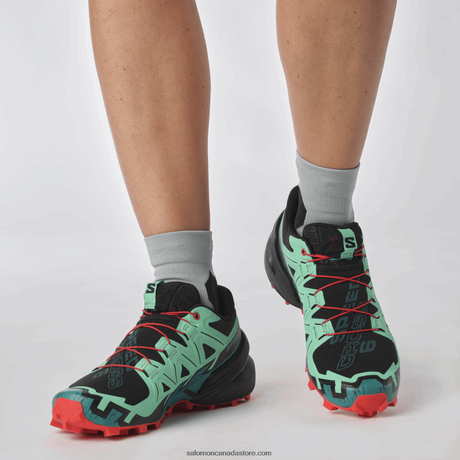 Women\'s Trail Running Shoes - Speedcross 6 Salomon Black/Biscay Green/Fiery Red X6B4FZ1503