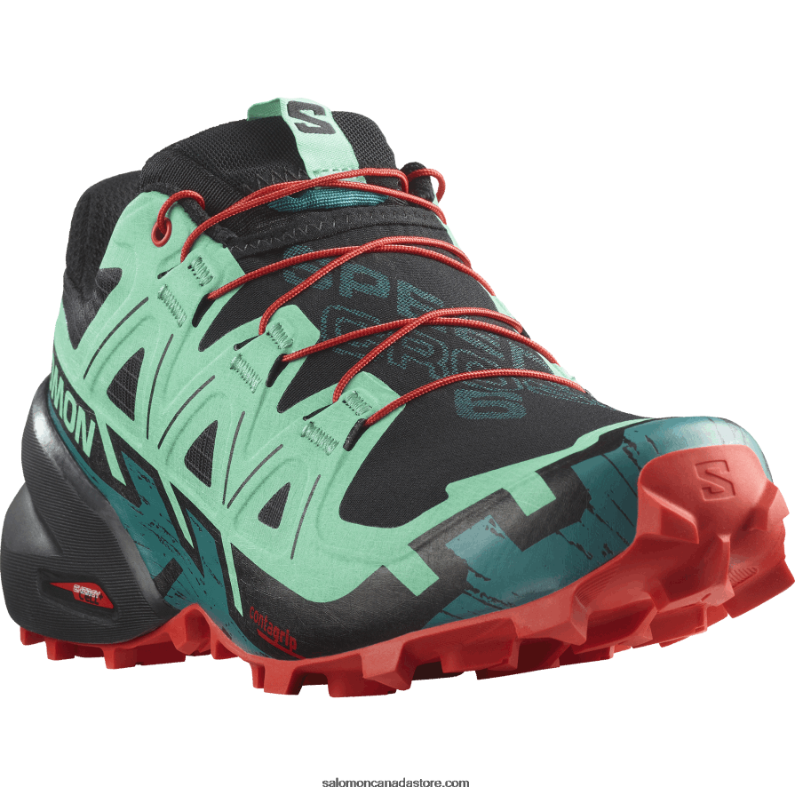Women\'s Trail Running Shoes - Speedcross 6 Salomon Black/Biscay Green/Fiery Red X6B4FZ1503