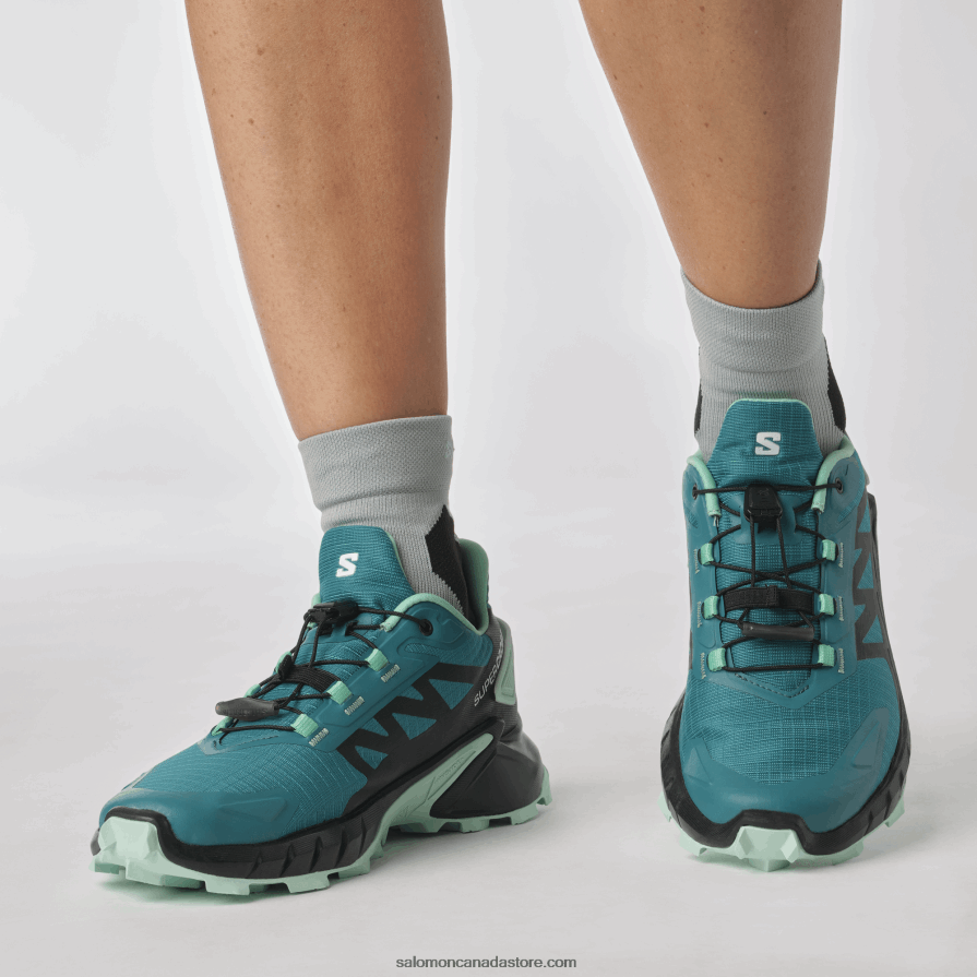 Women\'s Trail Running Shoes - Supercross 4 Salomon Harbor Blue/Black/Yucca X6B4FZ1544