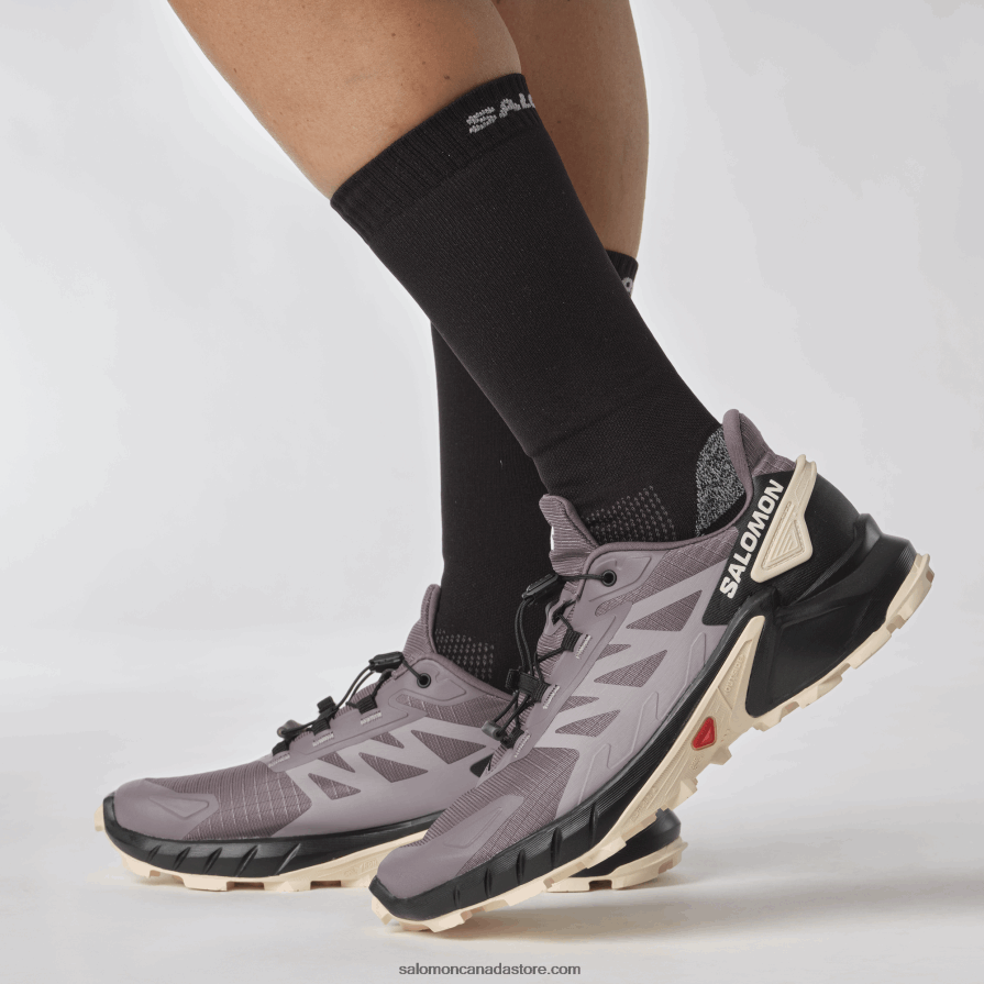 Women\'s Trail Running Shoes - Supercross 4 Salomon Moonscape/Black/Tender Peach X6B4FZ1545