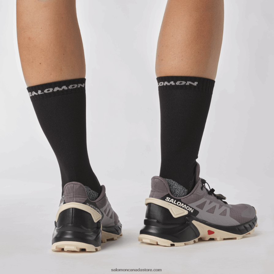 Women\'s Trail Running Shoes - Supercross 4 Salomon Moonscape/Black/Tender Peach X6B4FZ1545