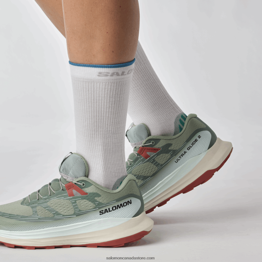 Women\'s Trail Running Shoes - Ultra Glide 2 Salomon Lily Pad/Bleached Aqua/Hot Sauce X6B4FZ1489