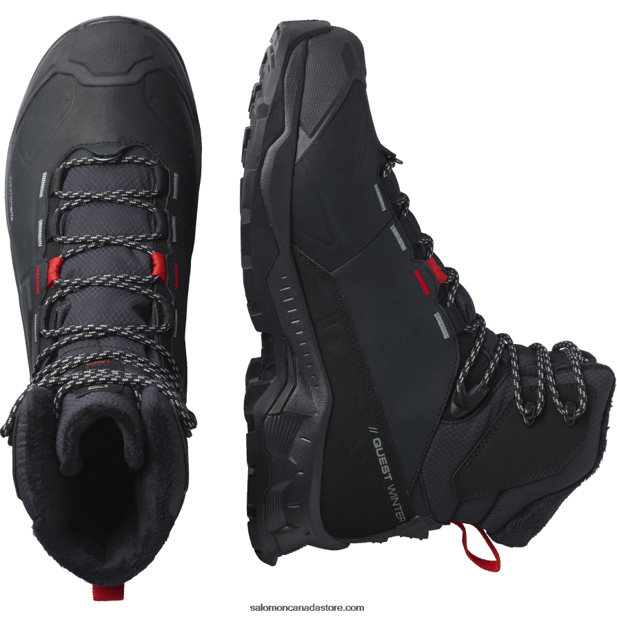 Women\'s Winter Boots - Quest Winter Thinsulate Clima Waterproof Salomon Black/Goji Berry/Monument X6B4FZ785