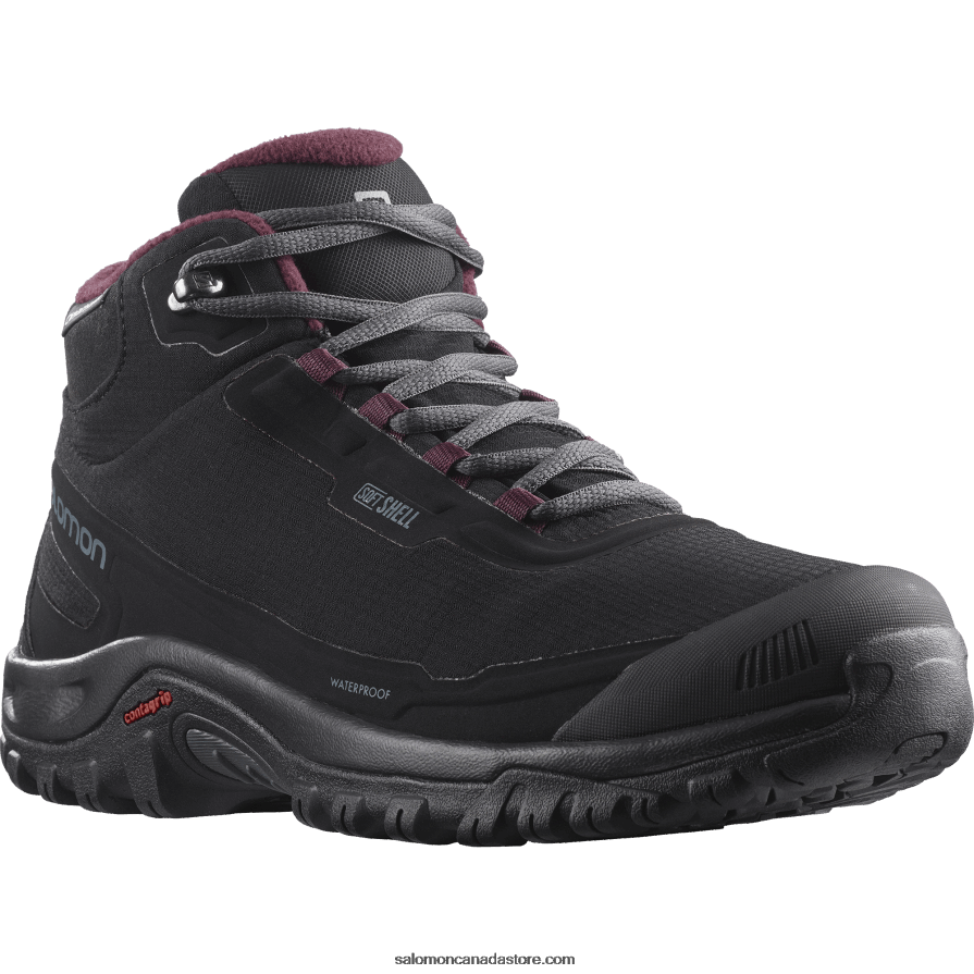 Women\'s Winter Boots - Shelter Clima Waterproof Salomon Black/Ebony/Wine Tasting X6B4FZ782