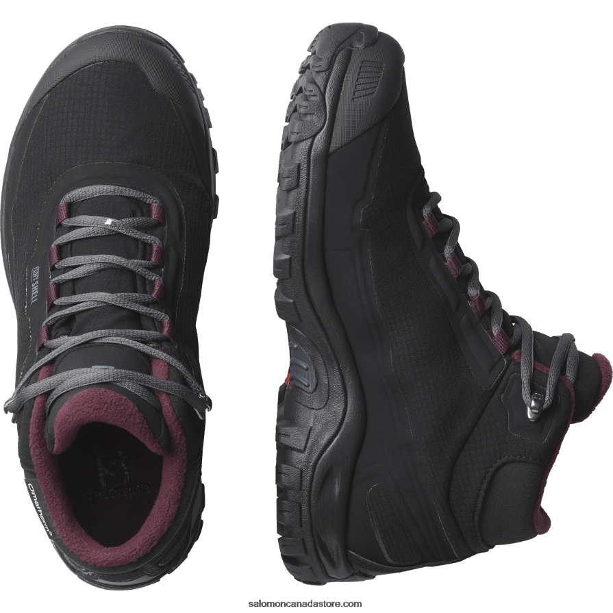 Women\'s Winter Boots - Shelter Clima Waterproof Salomon Black/Ebony/Wine Tasting X6B4FZ782