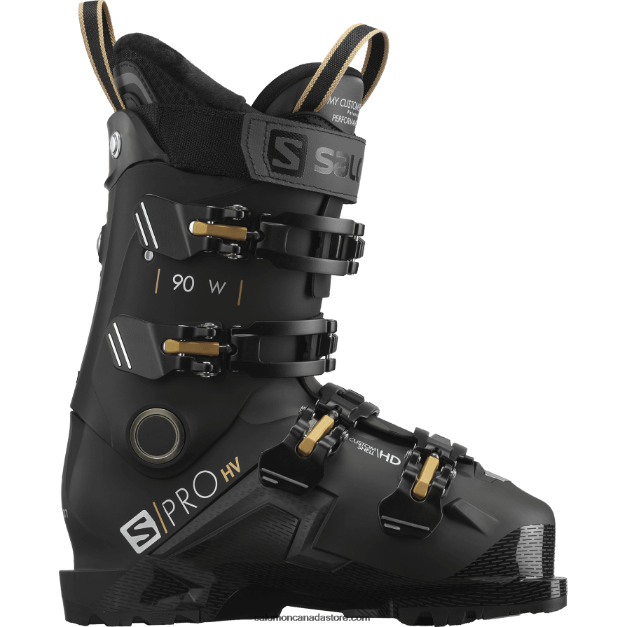 Women's On-Piste Boots - S/Pro Hv 90 Salomon Black/Belluga/Golden Glaw X6B4FZ1034
