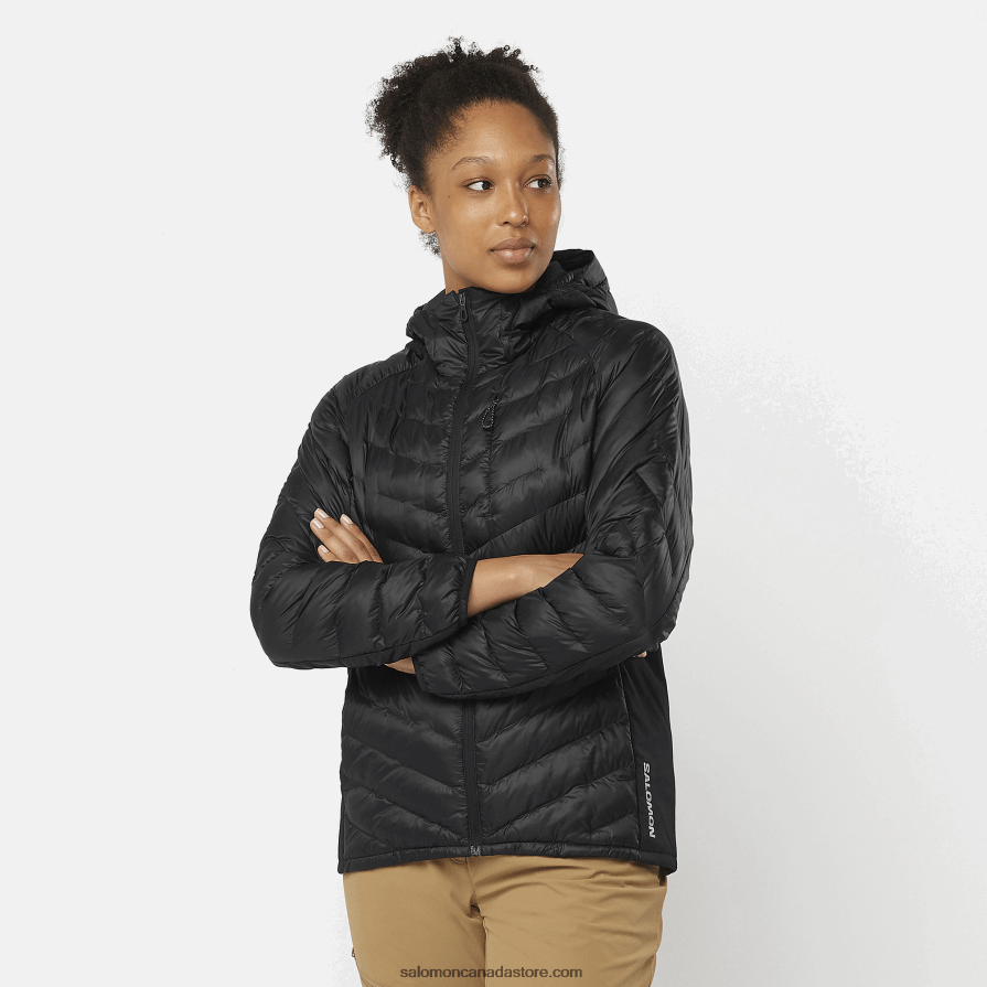 Women's Insulated Jacket Hoodie - Outline Primaloft Salomon Deep Black X6B4FZ835