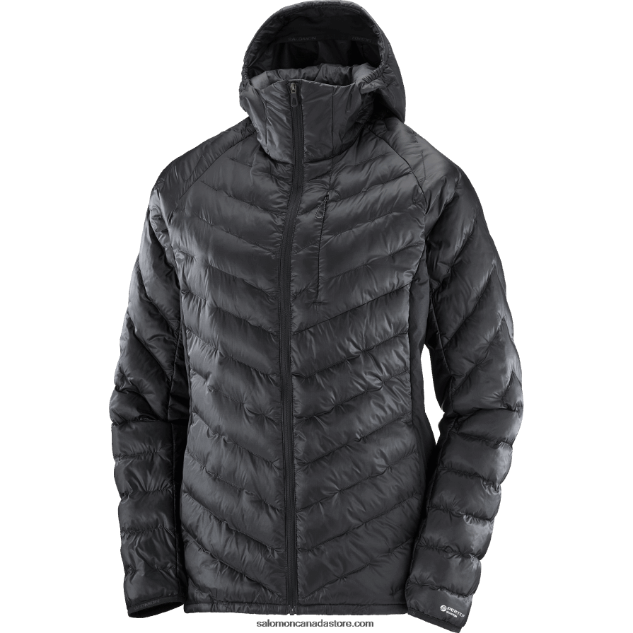 Women\'s Insulated Jacket Hoodie - Outline Primaloft Salomon Deep Black X6B4FZ835