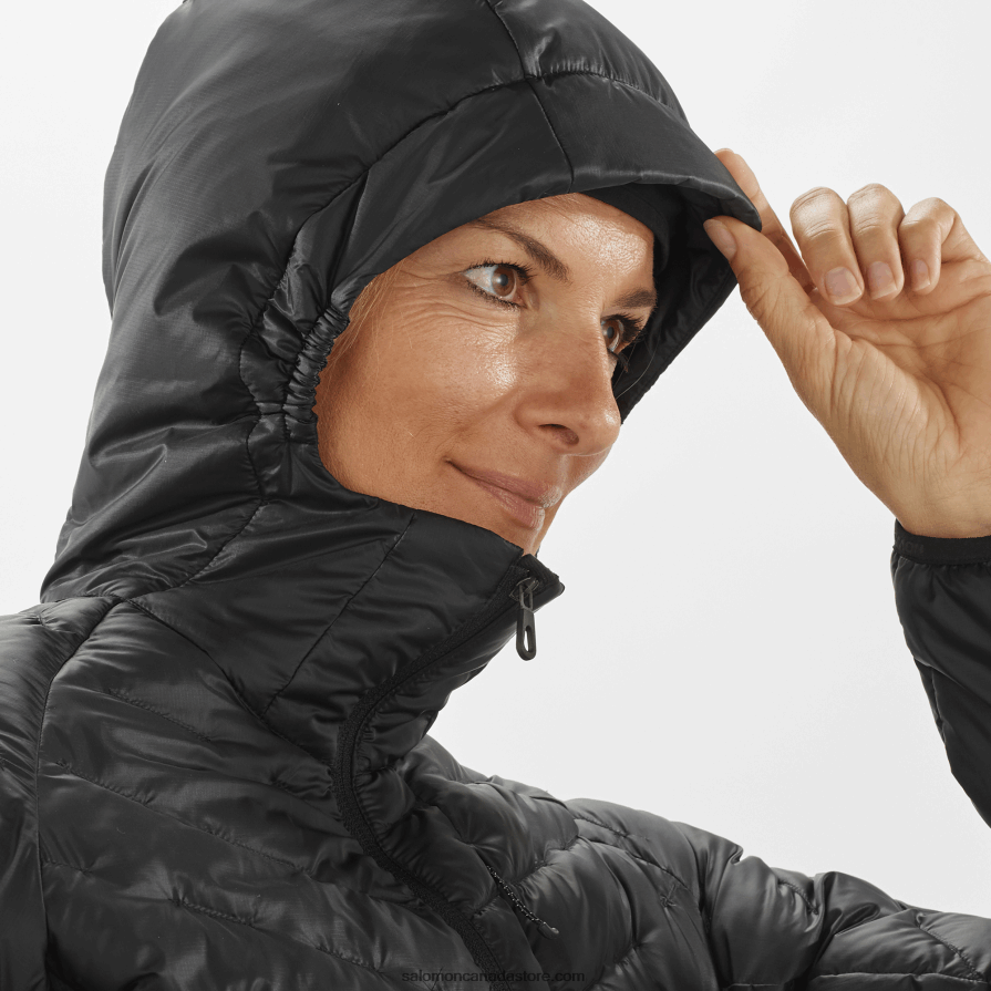Women\'s Insulated Jacket Hoodie - Outline Primaloft Salomon Deep Black X6B4FZ835