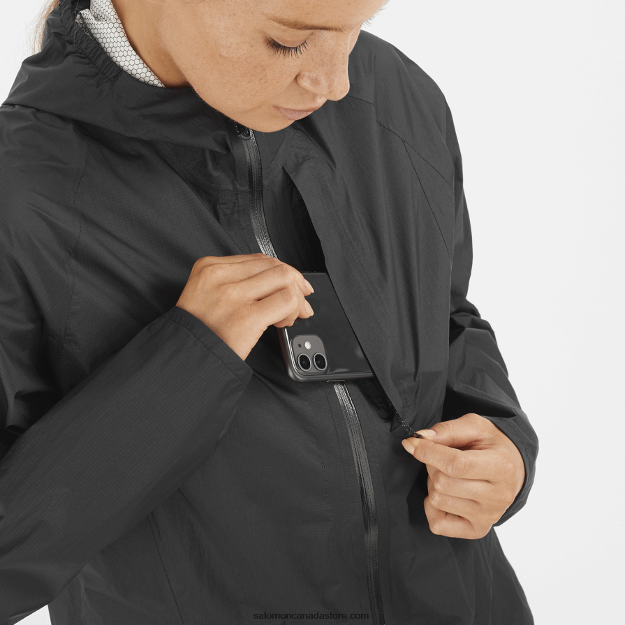 Women\'s Shell Jacket - Bonatti Waterproof Salomon Deep Black X6B4FZ838