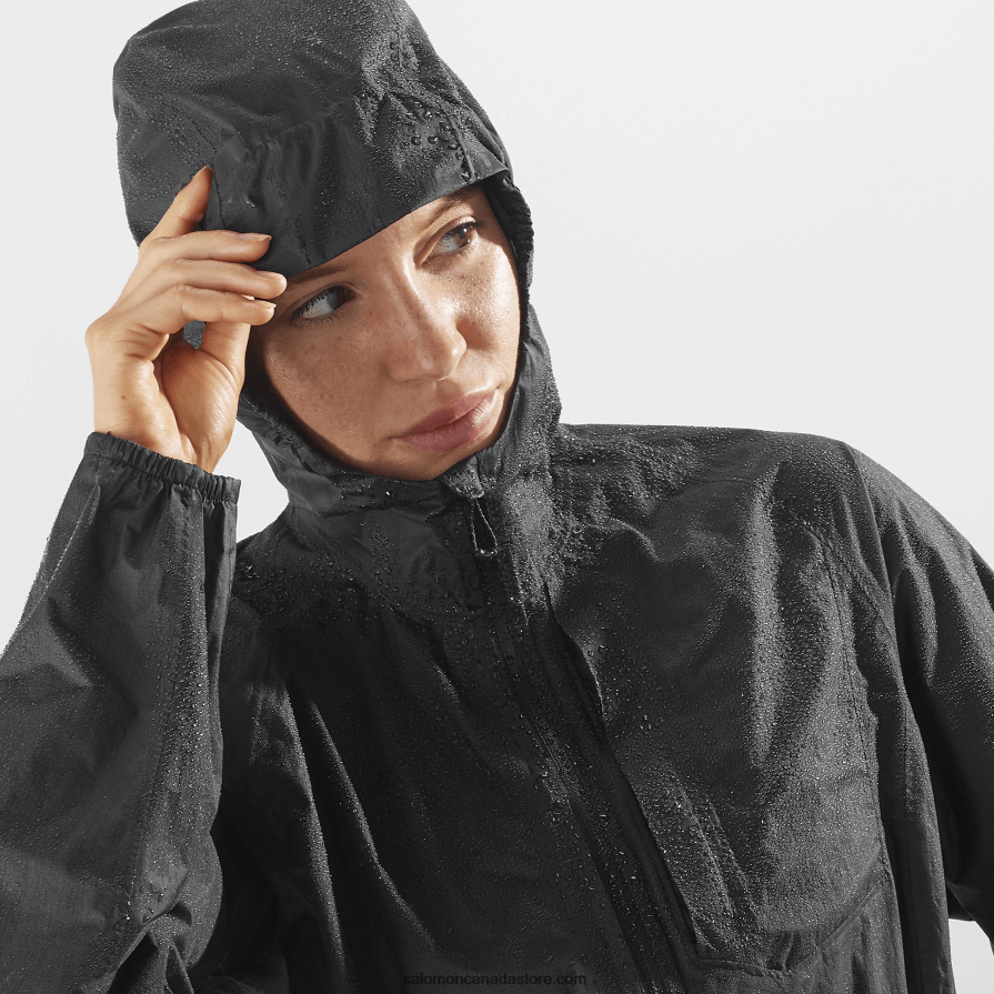 Women\'s Shell Jacket - Bonatti Waterproof Salomon Deep Black X6B4FZ838