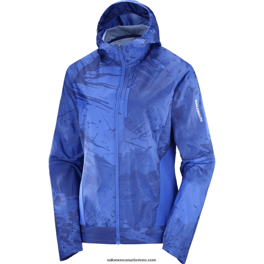 Women\'s Wind Jacket - Bonatti Cross Wind Salomon Navy Peony/Nautical Blue/Ao X6B4FZ857