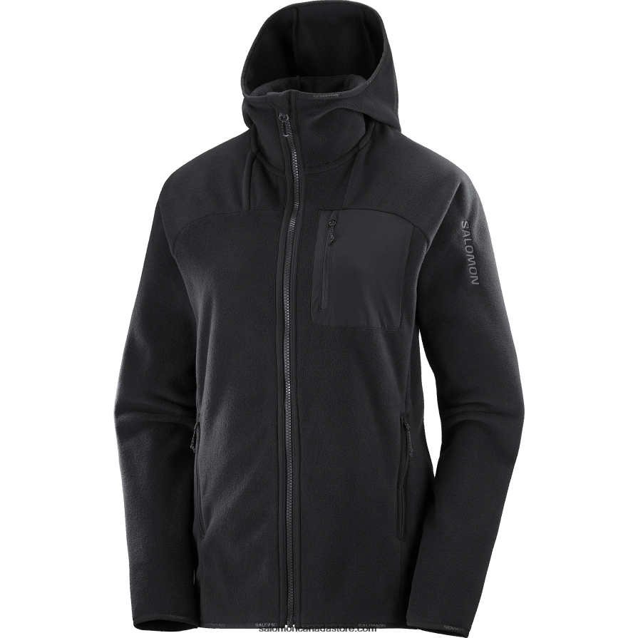 Women\'s Midlayer Jacket Hoodie - Outline Polartec Salomon Deep Black X6B4FZ861