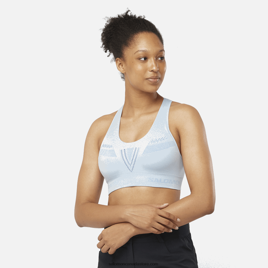 Women's Sports Bra - Essential Move On Seamless Salomon Chambray Blue/Heather X6B4FZ942