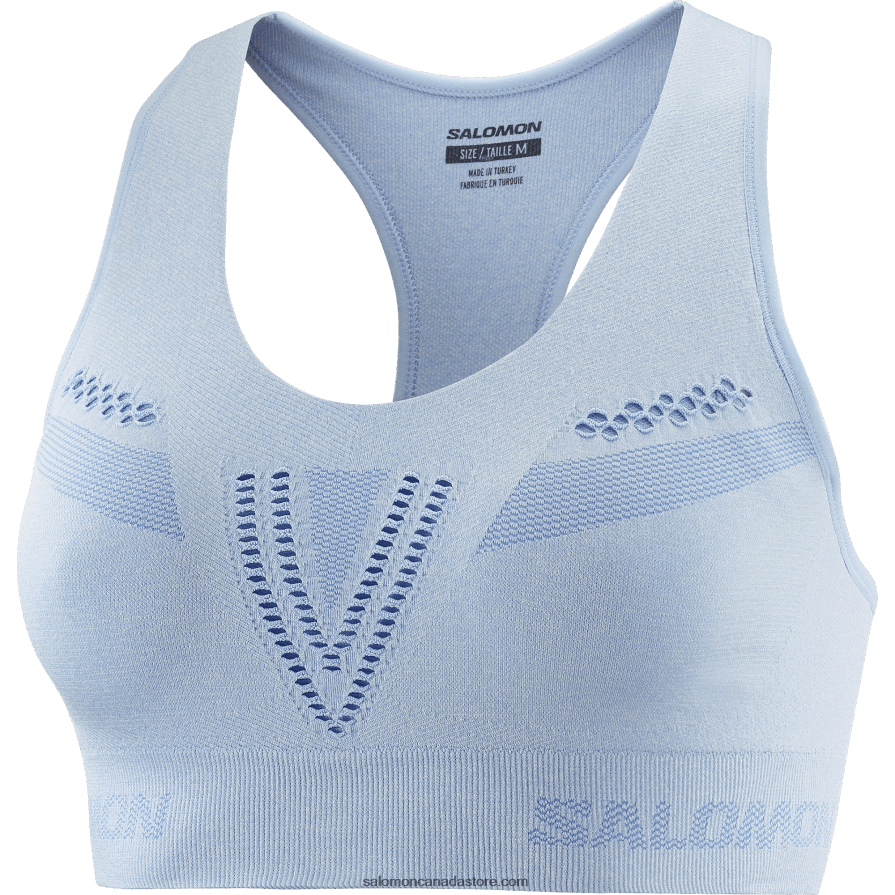 Women\'s Sports Bra - Essential Move On Seamless Salomon Chambray Blue/Heather X6B4FZ942