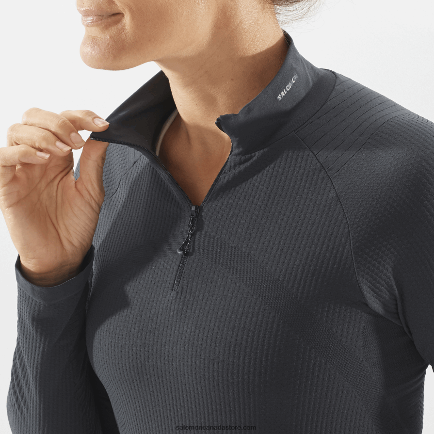 Women\'s Long Sleeve Baselayer - Essential Seamless Salomon Deep Black X6B4FZ924